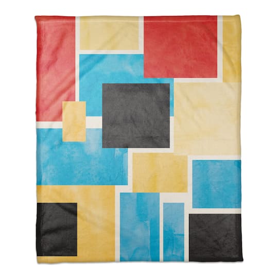 Colorful Primary Abstract I 50&#x22; x 60&#x22; Coral Fleece Blanket